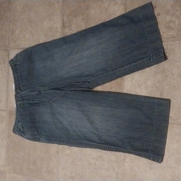 Talbots Beachy Crop Drawstring Wide Leg Jeans Size 8 - Picture 1 of 9